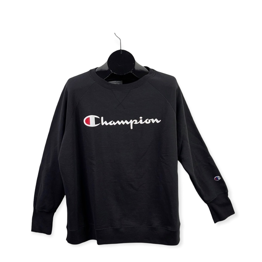 Champion Women's Powerblend Black White Red Crew, Graphic Size 2XL NWOT
